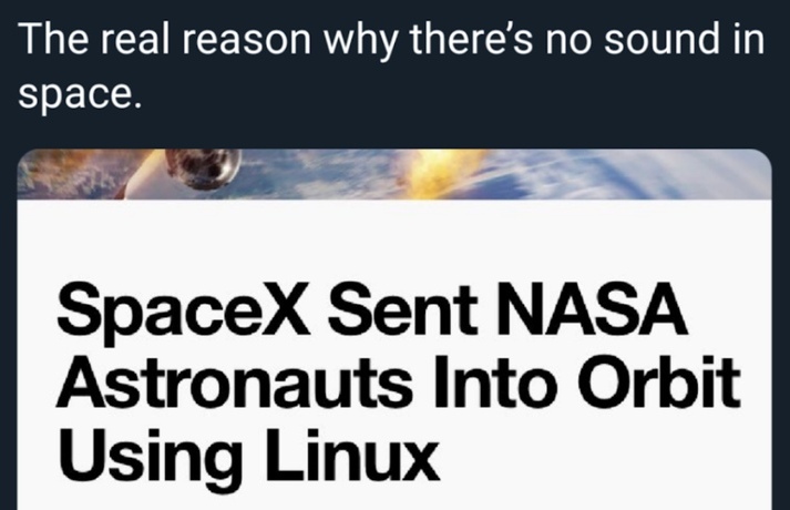 No sound in space because used Linux