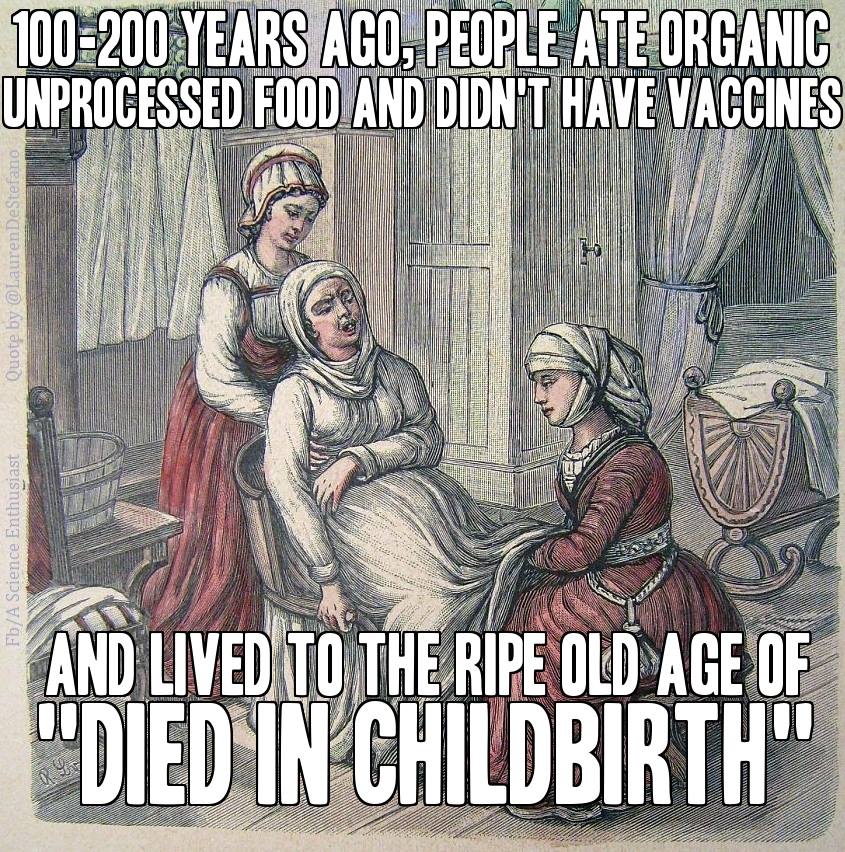 200 years ago, people ate organic, and lived to the age of 'died in childbirth'