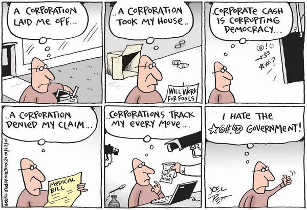 Corporations did bad things to me so I hate the government
