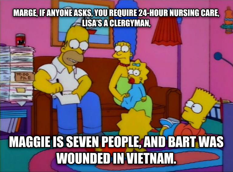 Homer Simpson cheating on tax return