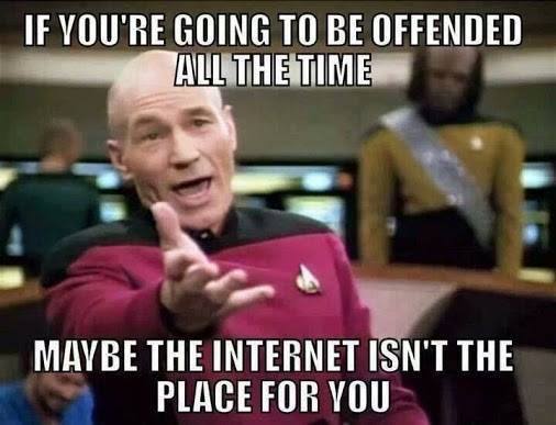 If you're going to be offended all the time, maybe the internet isn't the place for you