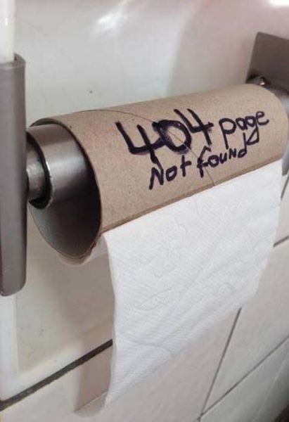 Page not found on empty toilet-paper roll